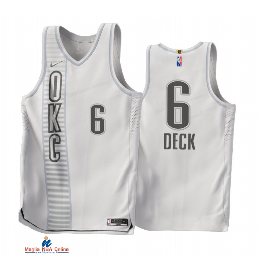 Maglia NBA Nike Oklahoma City Thunder NO.6 Gabriel Deck 75th Bianco Città 2021-22