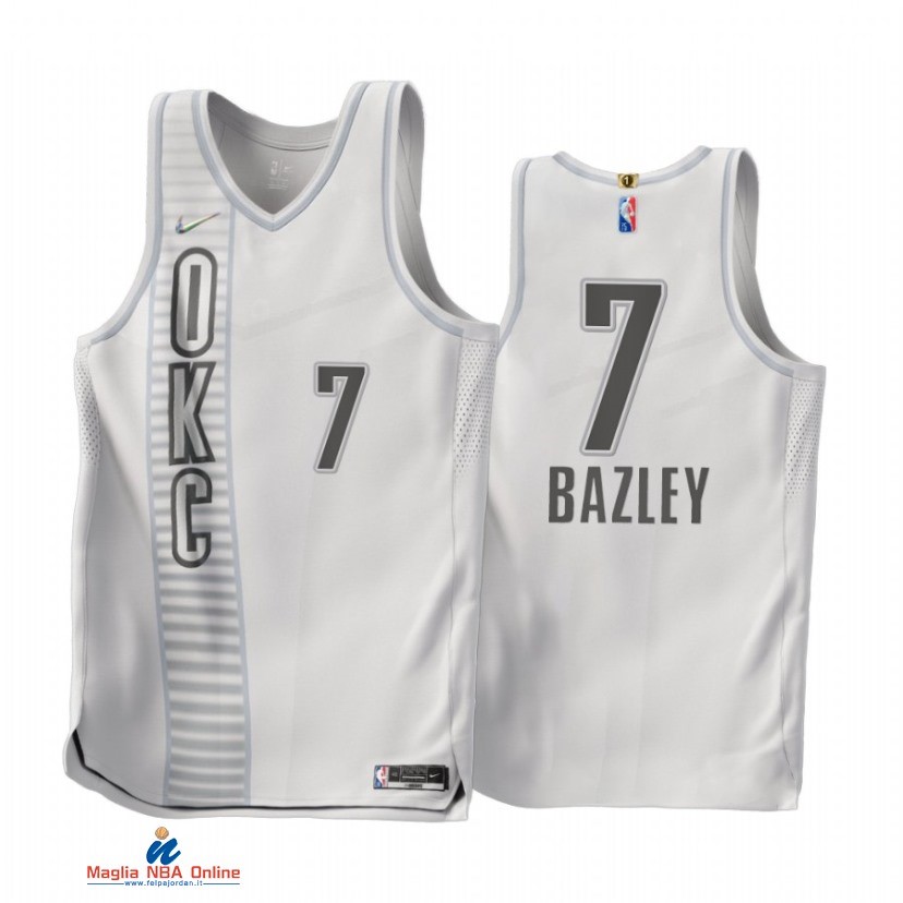 Maglia NBA Nike Oklahoma City Thunder NO.7 Darius Bazley 75th Bianco Città 2021-22