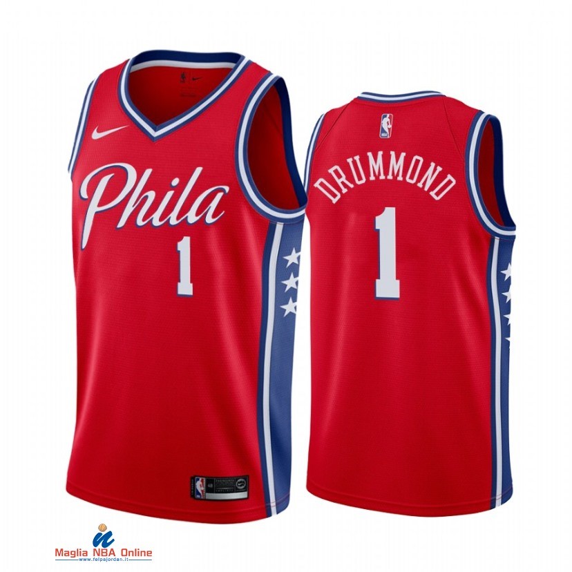 Maglia NBA Nike Philadelphia Sixers NO.1 Andre Drummond Nike Rosso Statement 2021-22