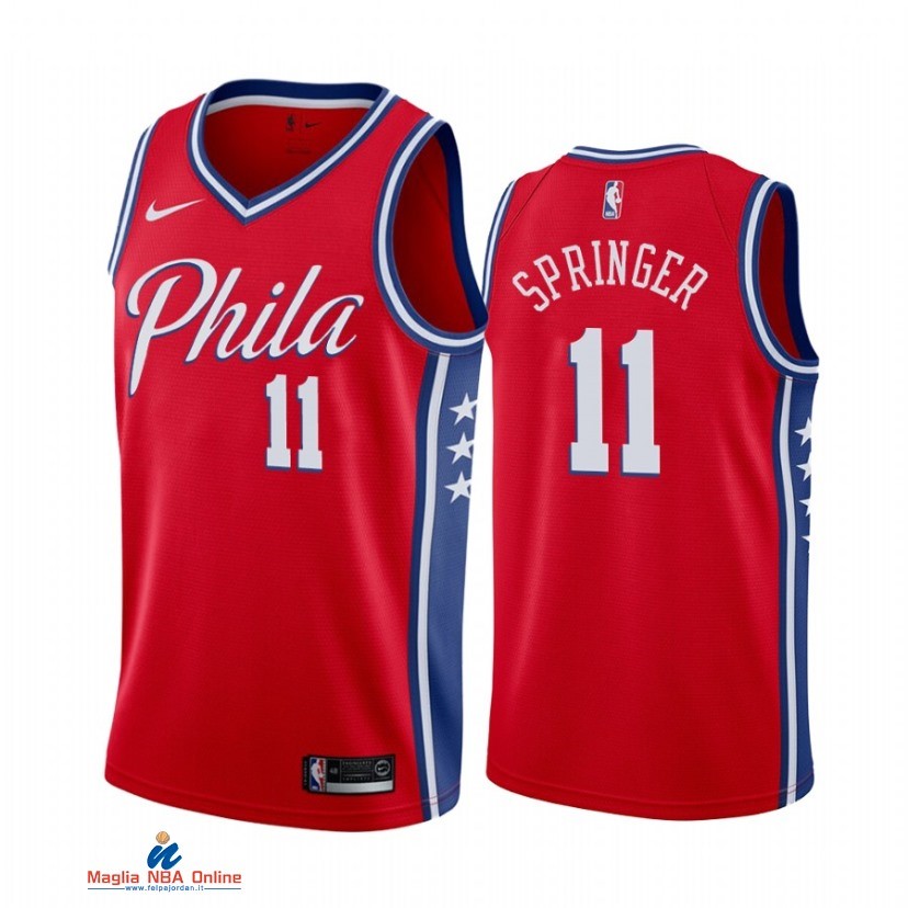 Maglia NBA Nike Philadelphia Sixers NO.11 Jaden Springer Nike Rosso Statement 2021-22