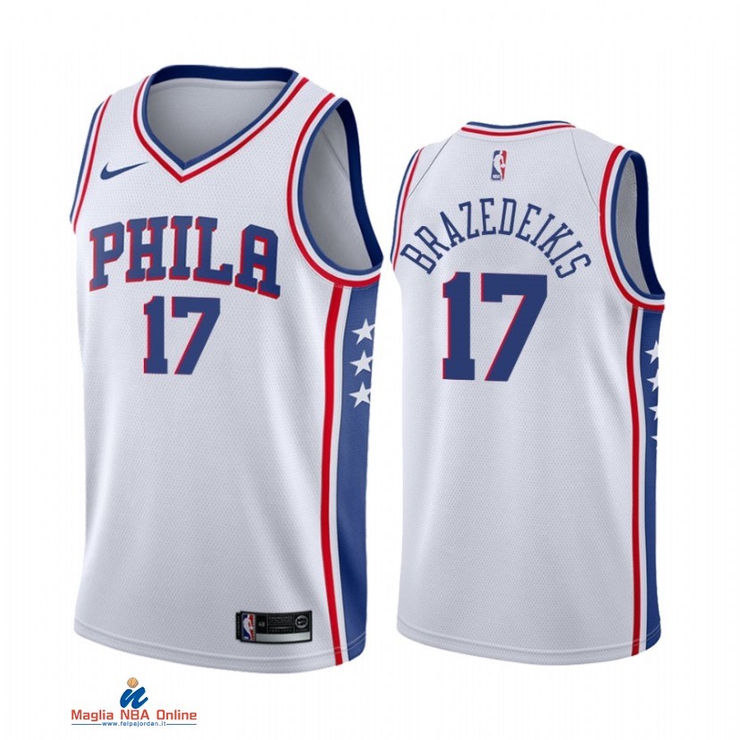 Maglia NBA Nike Philadelphia Sixers NO.17 Ignas Brazedeikis Nike Bianco Association 2021-22