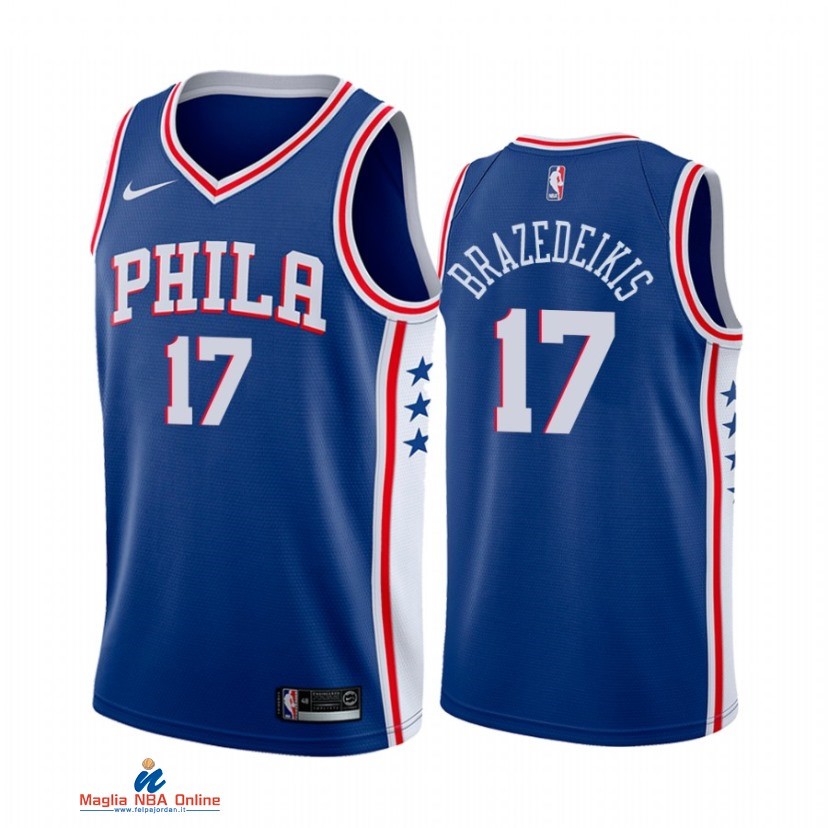 Maglia NBA Nike Philadelphia Sixers NO.17 Ignas Brazedeikis Nike Blu Icon 2021-22