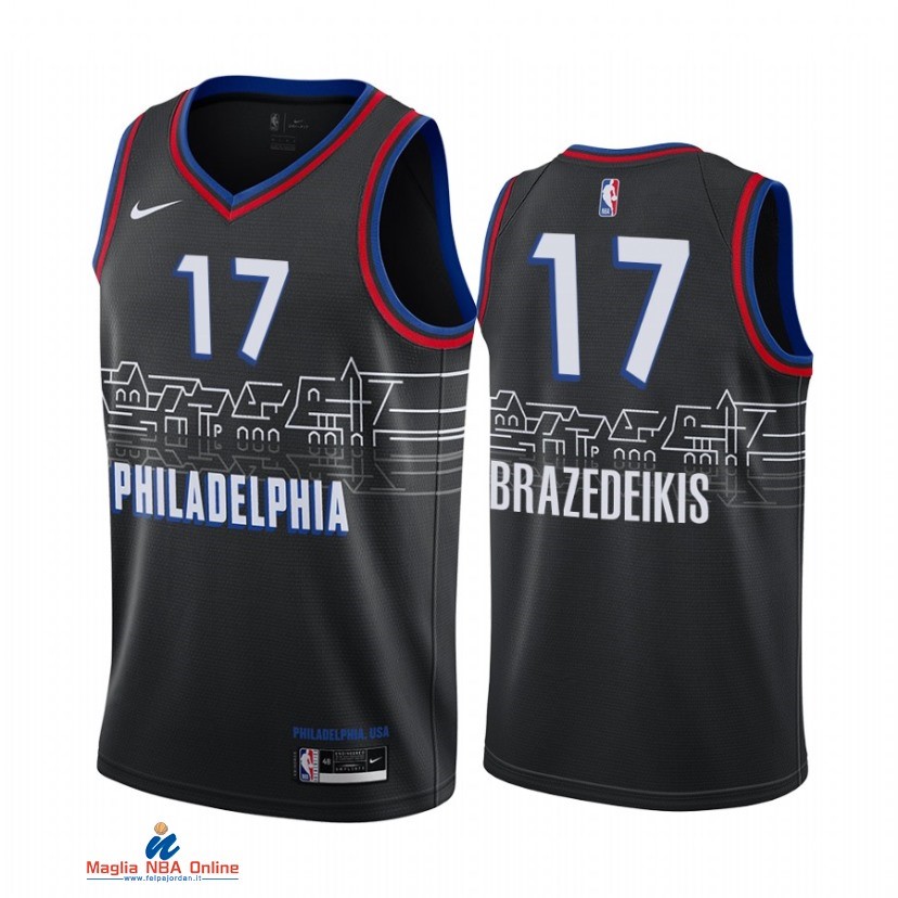 Maglia NBA Nike Philadelphia Sixers NO.17 Ignas Brazedeikis Nike Nero Città 2021-22