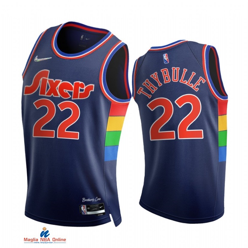 Maglia NBA Nike Philadelphia Sixers NO.22 Matisse Thybulle 75th Blu Città 2021-22