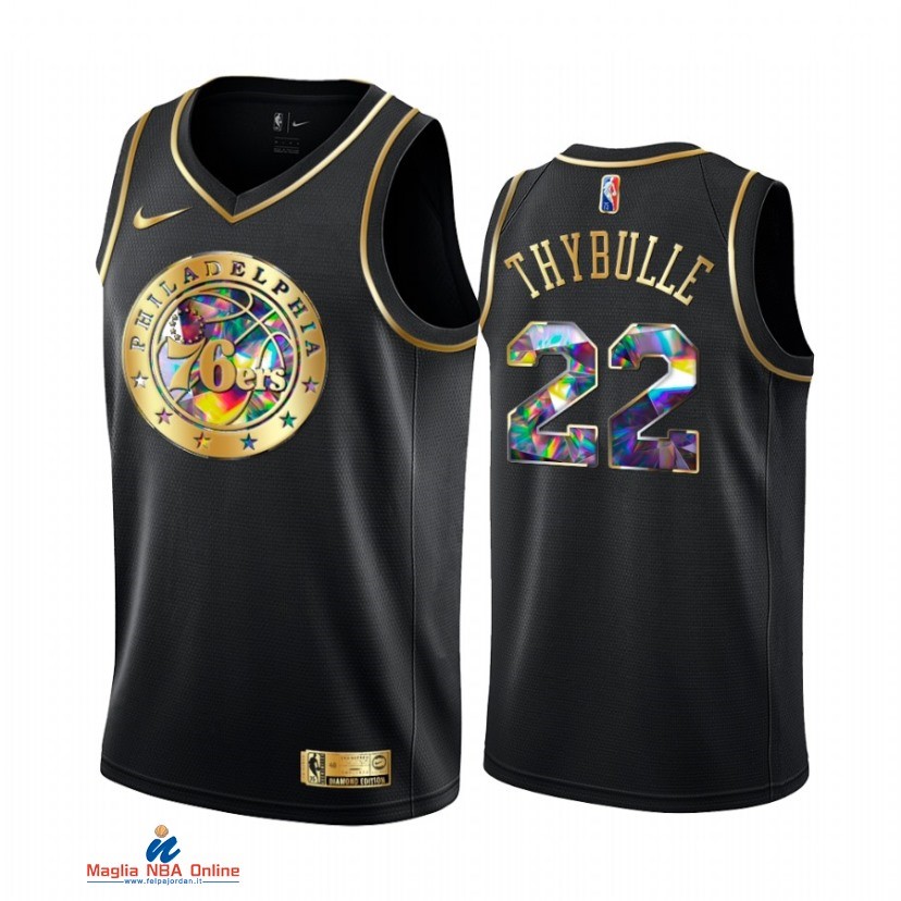 Maglia NBA Nike Philadelphia Sixers NO.22 Matisse Thybulle Nero Diamante 2021-22