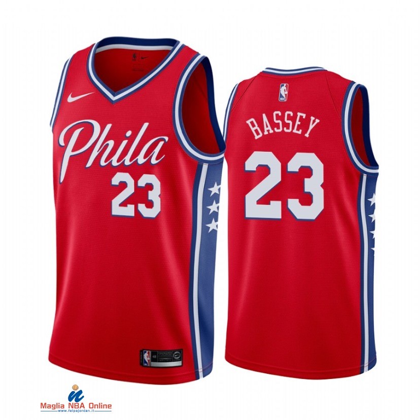 Maglia NBA Nike Philadelphia Sixers NO.23 Charles Bassey Nike Rosso Statement 2021-22