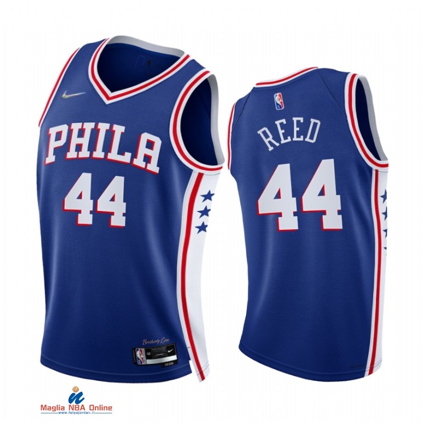 Maglia NBA Nike Philadelphia Sixers NO.44 Paul Reed 75th Season Diamante Blu Icon 2021-22
