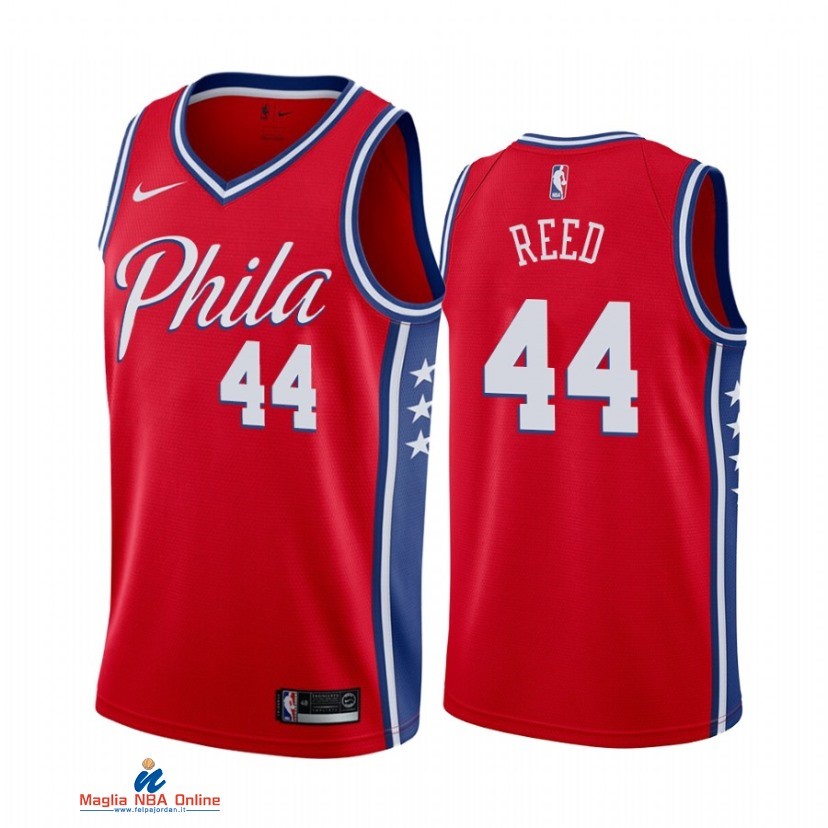 Maglia NBA Nike Philadelphia Sixers NO.44 Paul Reed Nike Rosso Statement 2021-22