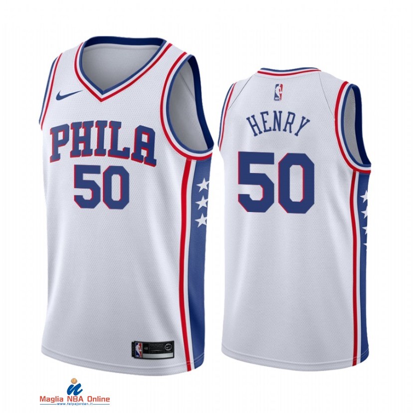 Maglia NBA Nike Philadelphia Sixers NO.50 Aaron Henry Nike Bianco Association 2021-22