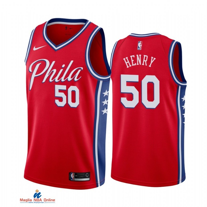 Maglia NBA Nike Philadelphia Sixers NO.50 Aaron Henry Nike Rosso Statement 2021-22