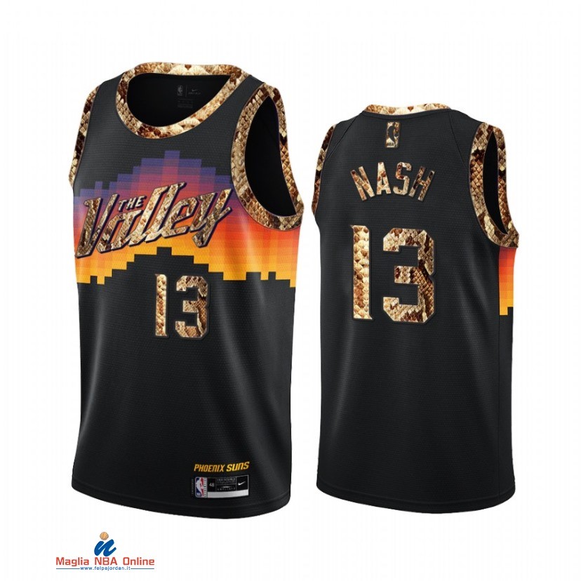Maglia NBA Nike Phoenix Suns NO.13 Steve Nash Piel De Pitón Nero 2021-22