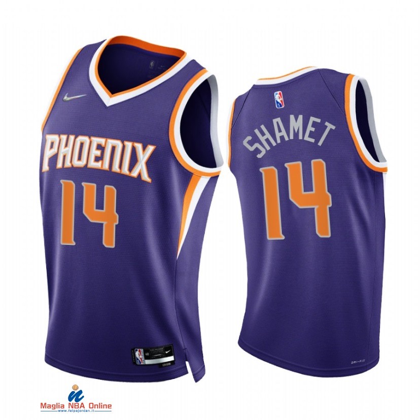 Maglia NBA Nike Phoenix Suns NO.14 Landry Shamet 75th Season Diamante Porpora Icon 2021-22