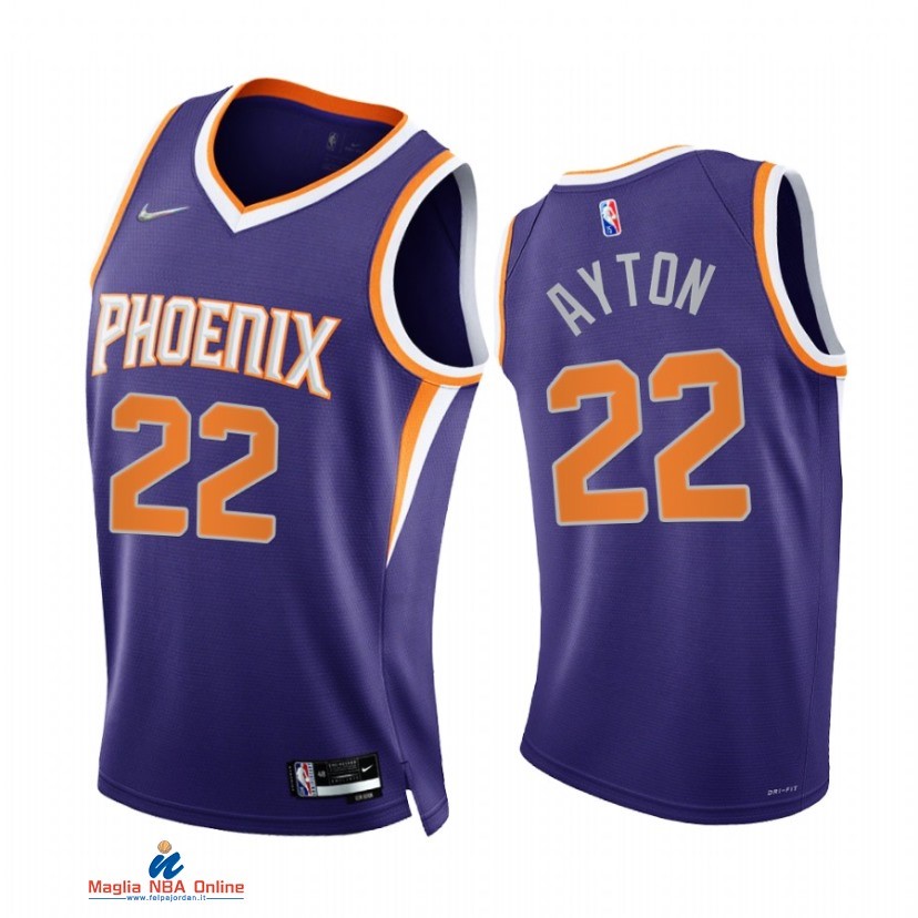 Maglia NBA Nike Phoenix Suns NO.22 Deandre Ayton 75th Season Diamante Porpora Icon 2021-22