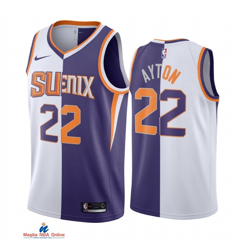 Maglia NBA Nike Phoenix Suns NO.22 Deandre Ayton Bianco Porpora Split Edition 2021