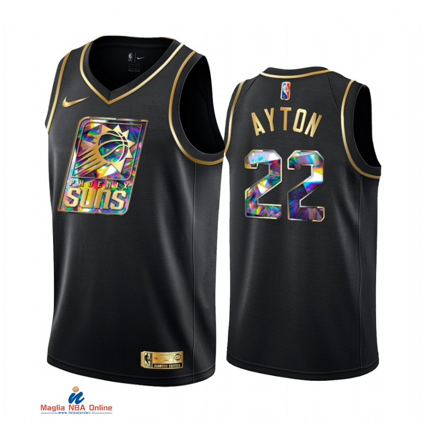 Maglia NBA Nike Phoenix Suns NO.22 Deandre Ayton Nero Diamante 2021-22