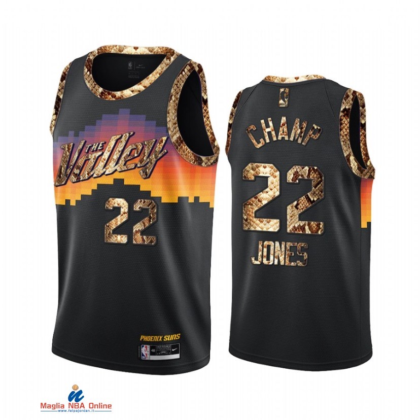 Maglia NBA Nike Phoenix Suns NO.22 James Jones Piel De Pitón Nero 2021-22