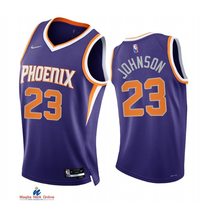 Maglia NBA Nike Phoenix Suns NO.23 Cameron Johnson 75th Season Diamante Porpora Icon 2021-22