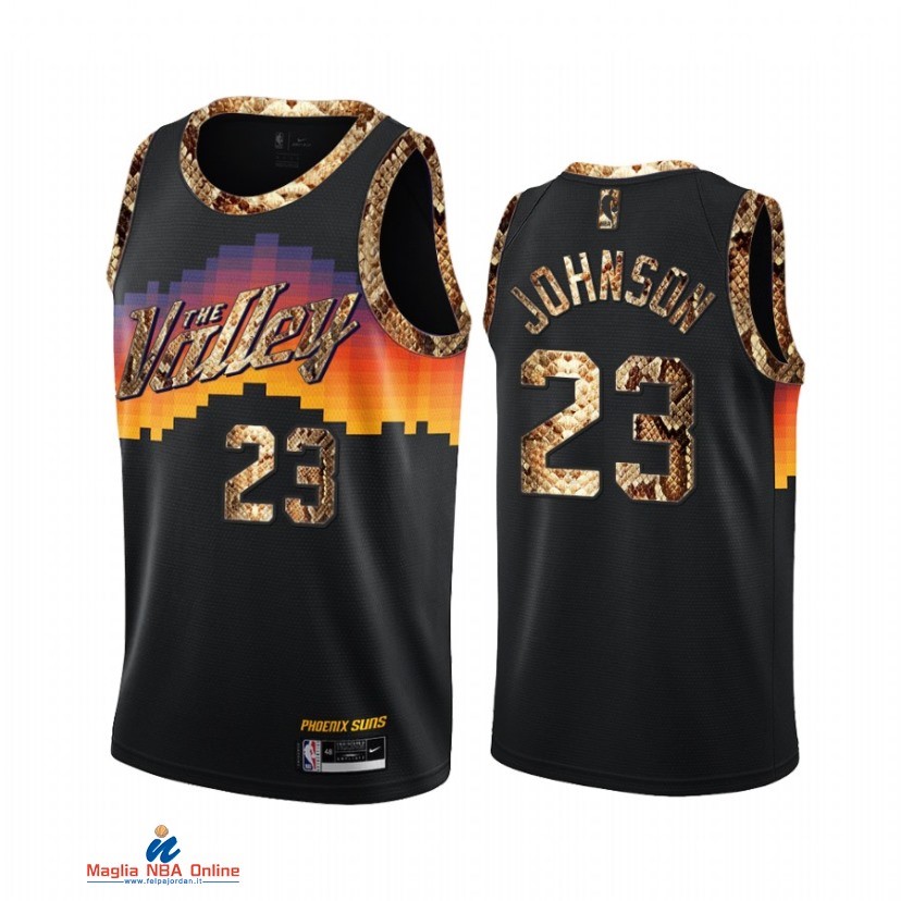 Maglia NBA Nike Phoenix Suns NO.23 Cameron Johnson Piel De Pitón Nero 2021-22