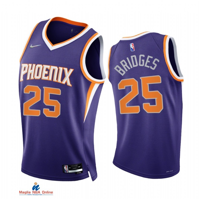 Maglia NBA Nike Phoenix Suns NO.25 Mikal Bridges 75th Season Diamante Porpora Icon 2021-22