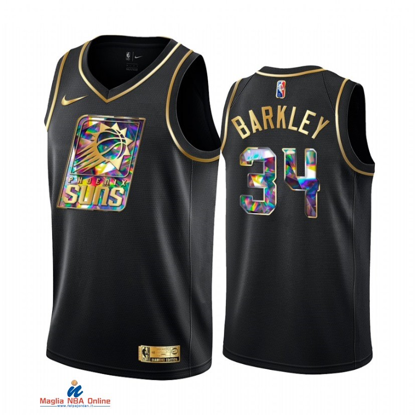 Maglia NBA Nike Phoenix Suns NO.34 Charles Barkley Nero Diamante 2021-22