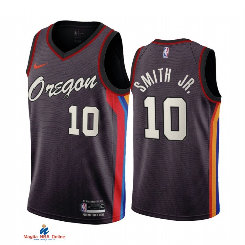 Maglia NBA Nike Portland Trail Blazers NO.10 Dennis Smith Jr. Nike Nero Città 2021-22