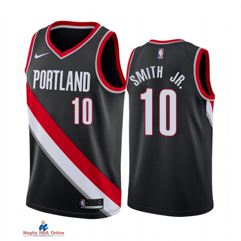Maglia NBA Nike Portland Trail Blazers NO.10 Dennis Smith Jr. Nike Nero Icon 2021-22