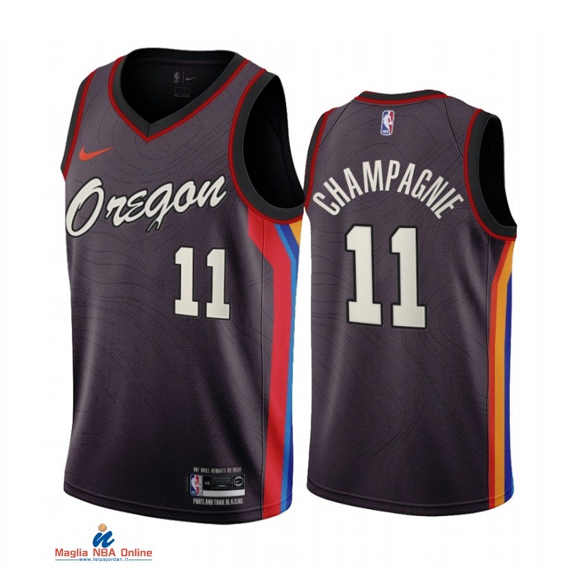 Maglia NBA Nike Portland Trail Blazers NO.11 Justin Champagnie Nike Nero Città 2021-22