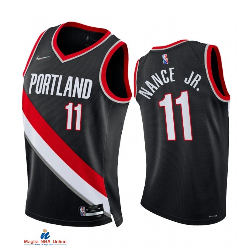 Maglia NBA Nike Portland Trail Blazers NO.11 Larry Nance Jr. 75th Season Diamante Nero Icon 2021