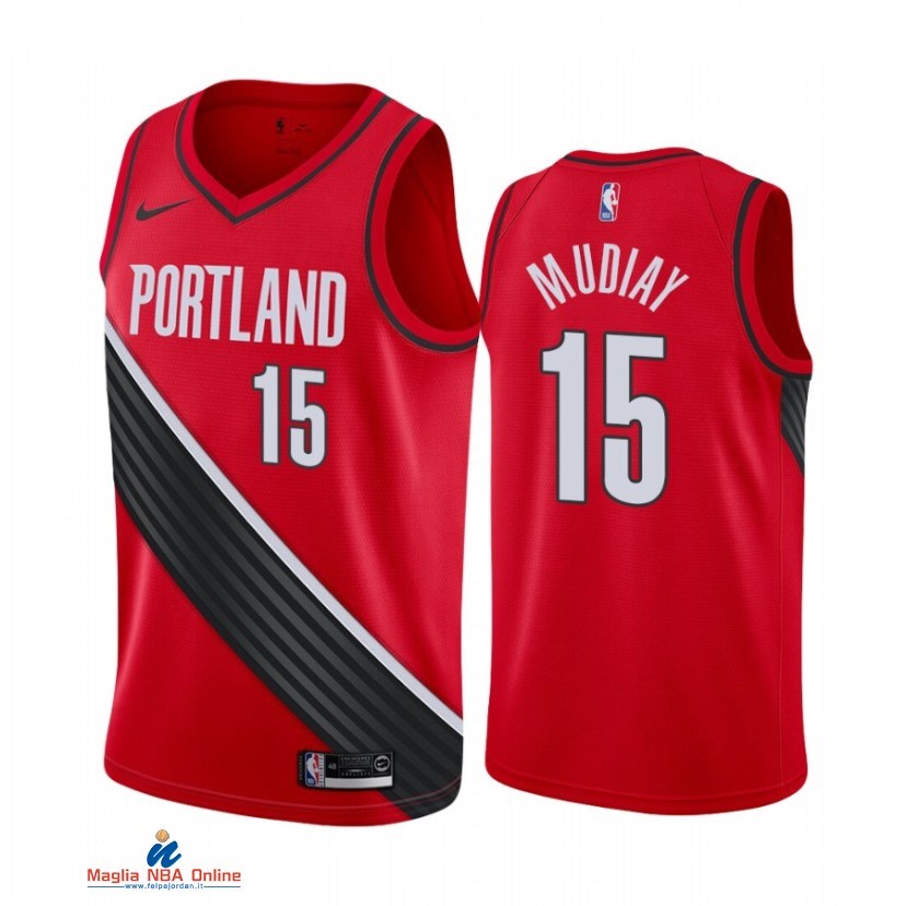 Maglia NBA Nike Portland Trail Blazers NO.15 Emmanuel Mudiay Nike Rosso Statement 2021