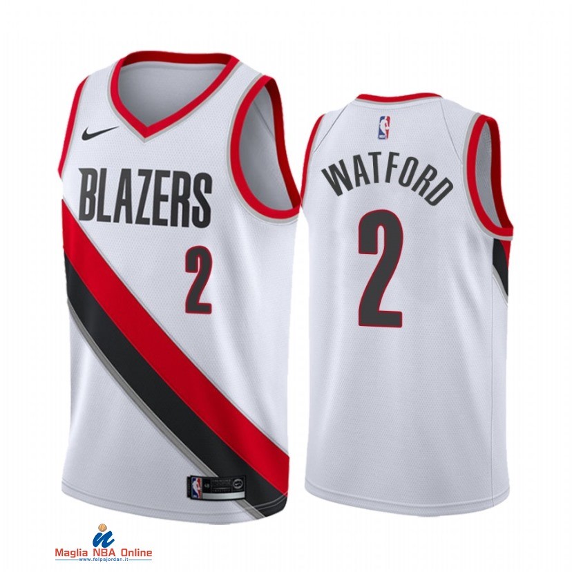 Maglia NBA Nike Portland Trail Blazers NO.2 Trendon Watford Nike Bianco Association 2021-22