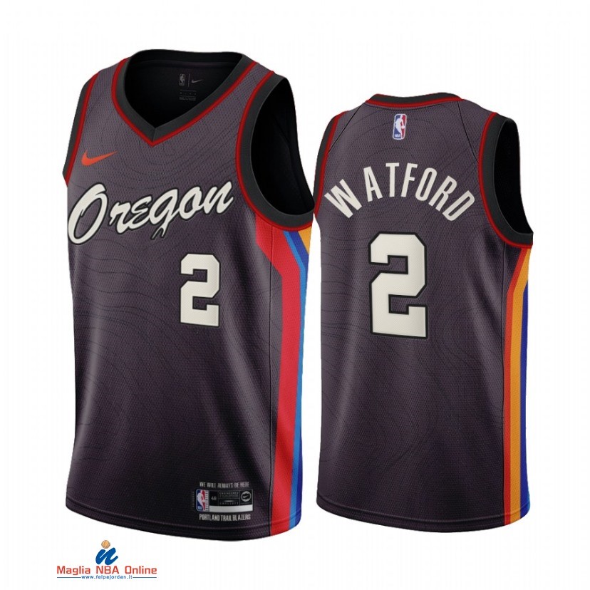 Maglia NBA Nike Portland Trail Blazers NO.2 Trendon Watford Nike Nero Città 2021-22