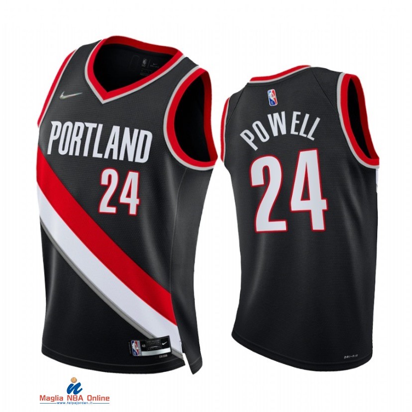 Maglia NBA Nike Portland Trail Blazers NO.24 Norman Powell 75th Season Diamante Nero Icon 2021-22