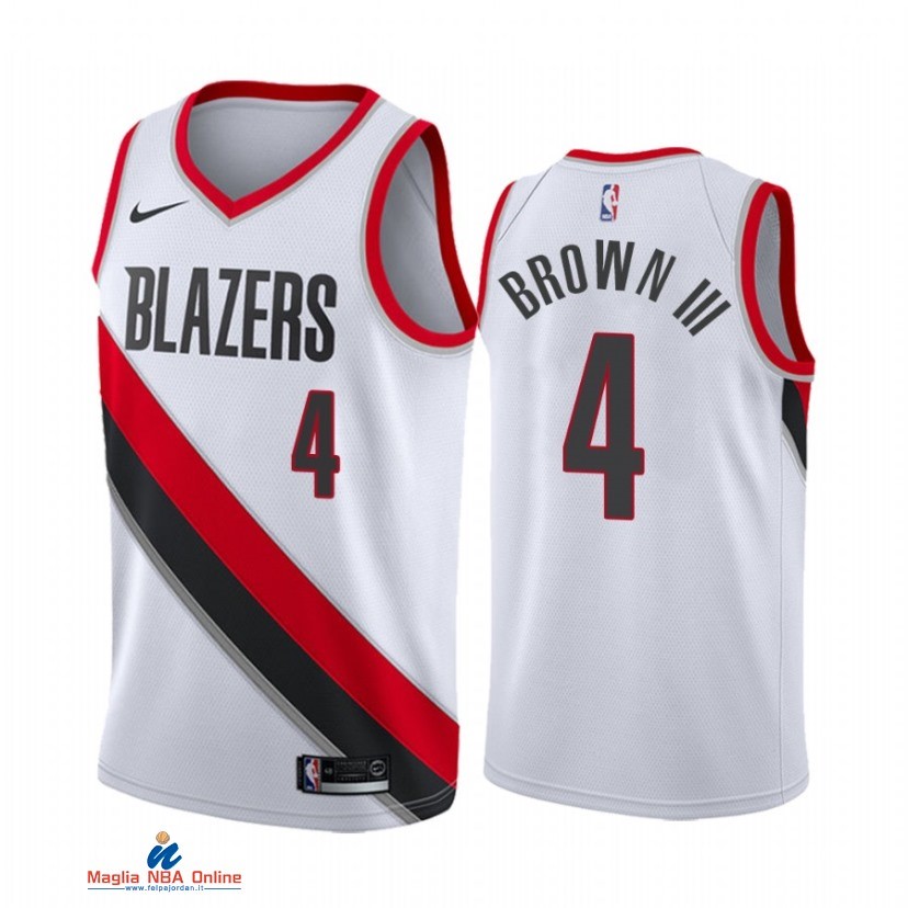 Maglia NBA Nike Portland Trail Blazers NO.4 Greg Brown III Nike Bianco Association 2021-22
