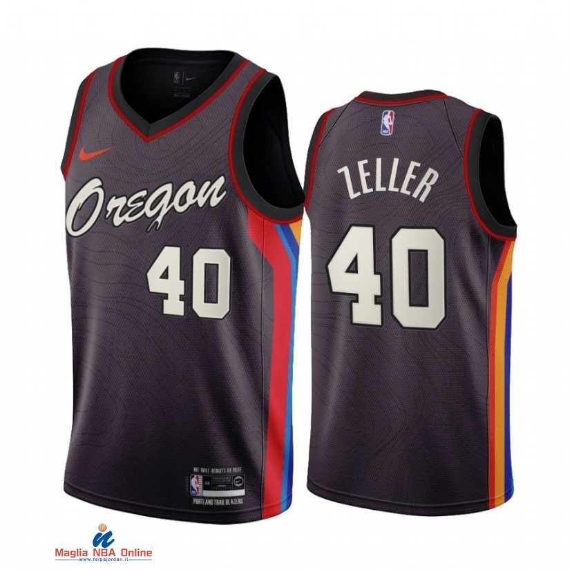 Maglia NBA Nike Portland Trail Blazers NO.40 Cody Zeller Nike Nero Città 2021-22