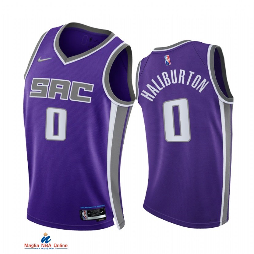 Maglia NBA Nike Sacramento Kings NO.0 Tyrese Haliburton 75th Season Diamante Porpora Icon 2021-22