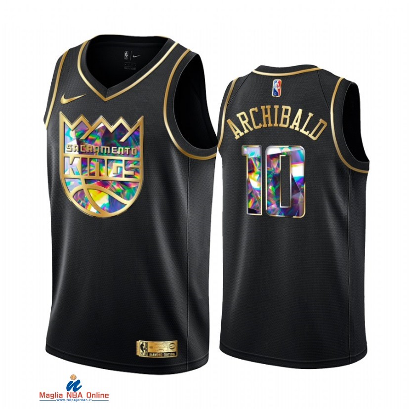 Maglia NBA Nike Sacramento Kings NO.10 Nate Archibald Nero Diamante 2021-22