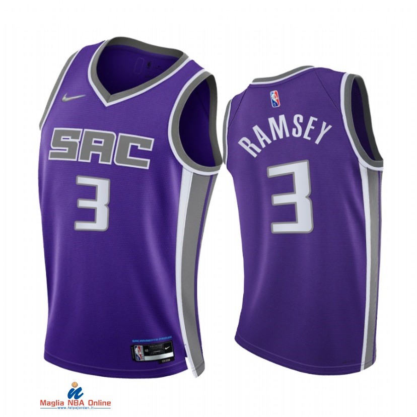 Maglia NBA Nike Sacramento Kings NO.3 Jahmi'us Ramsey 75th Season Diamante Porpora Icon 2021-22