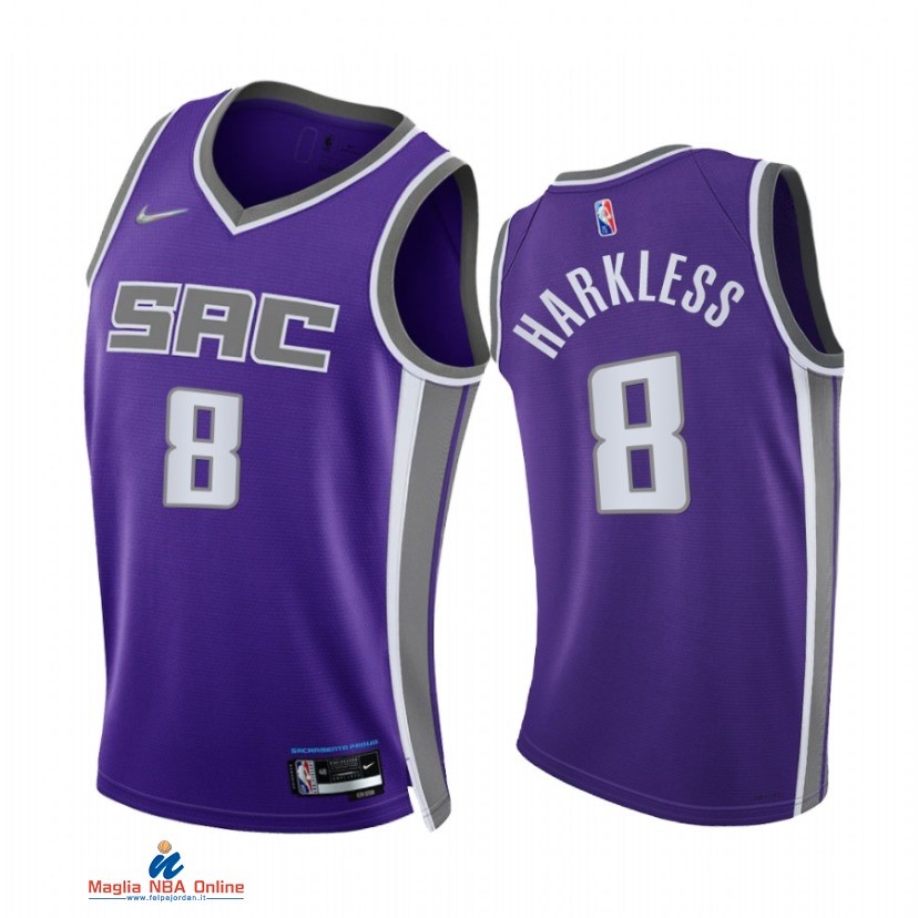 Maglia NBA Nike Sacramento Kings NO.8 Maurice Harkless 75th Season Diamante Porpora Icon 2021-22