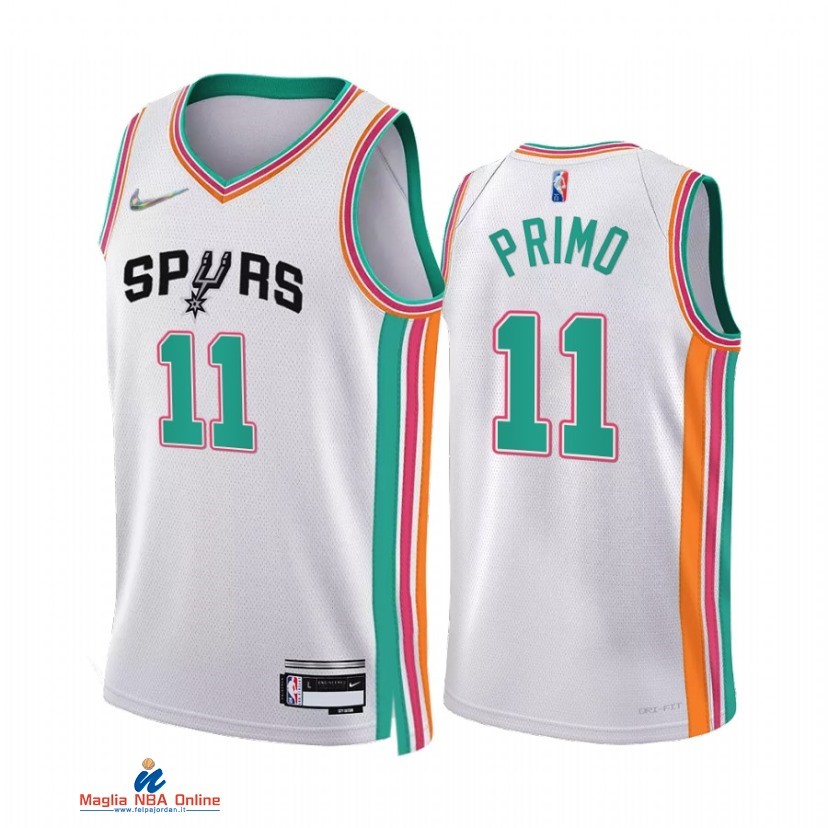 Maglia NBA Nike San Antonio Spurs NO.11 Joshua Primo 75th Bianco Città 2021-22