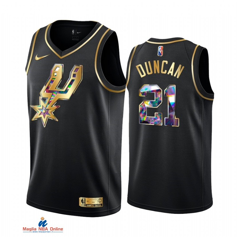 Maglia NBA Nike San Antonio Spurs NO.21 Tim Duncan Nero Diamante 2021-22