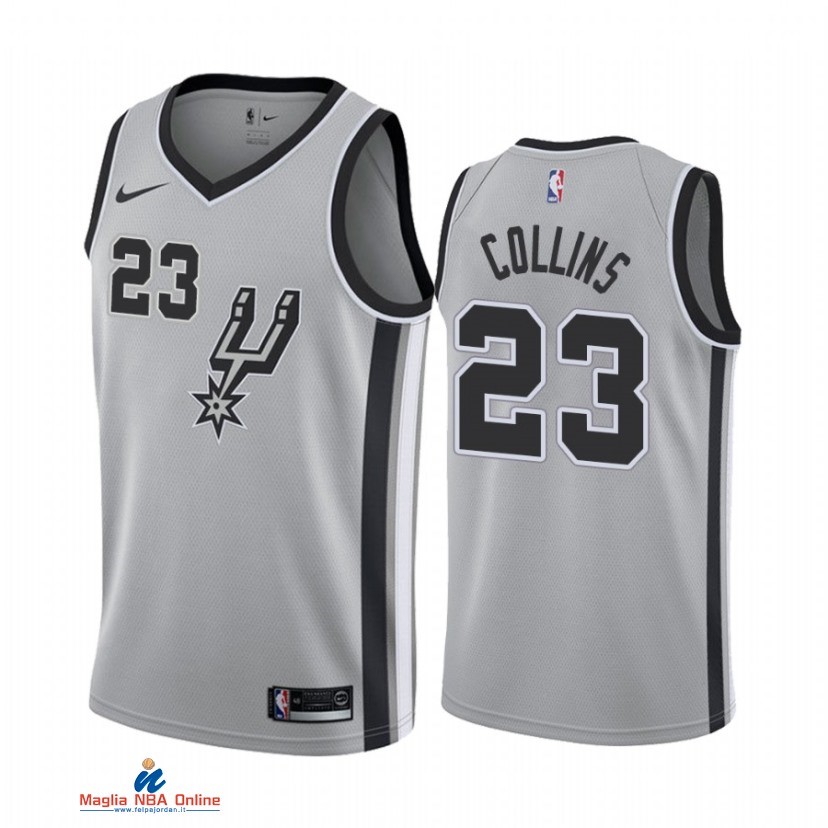 Maglia NBA Nike San Antonio Spurs NO.23 Zach Collins Nike Grigio Statement 2021