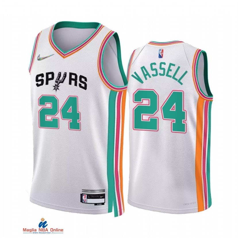 Maglia NBA Nike San Antonio Spurs NO.24 Devin Vassell 75th Bianco Città 2021-22