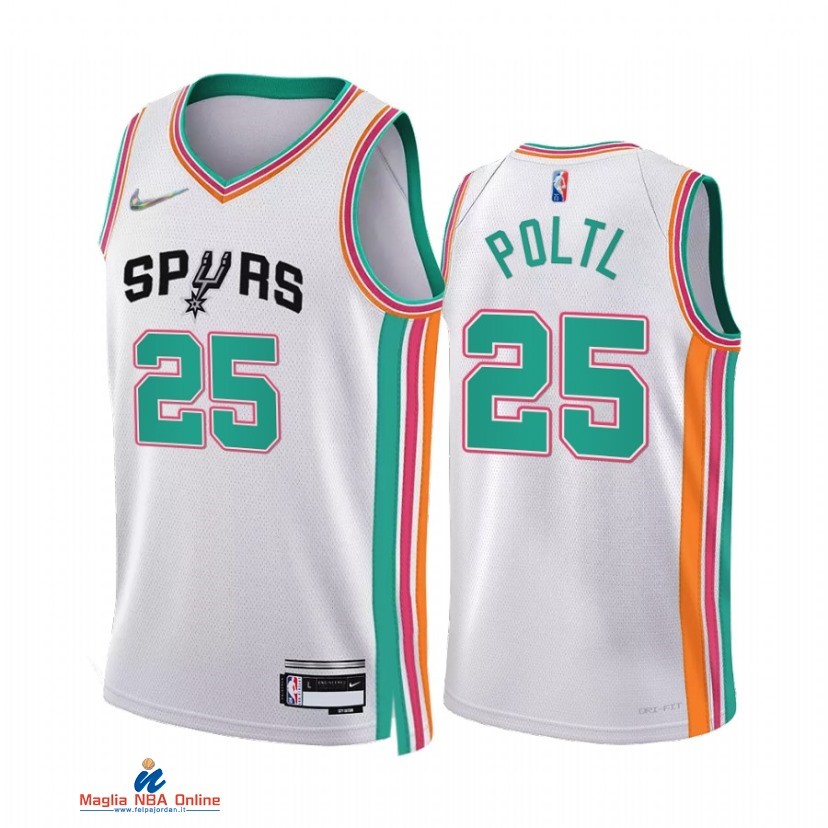 Maglia NBA Nike San Antonio Spurs NO.25 Jakob Poltl 75th Bianco Città 2021-22