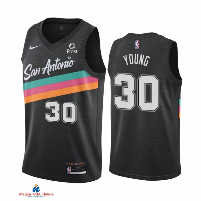 Maglia NBA Nike San Antonio Spurs NO.30 Thaddeus Young Nero Città 2021