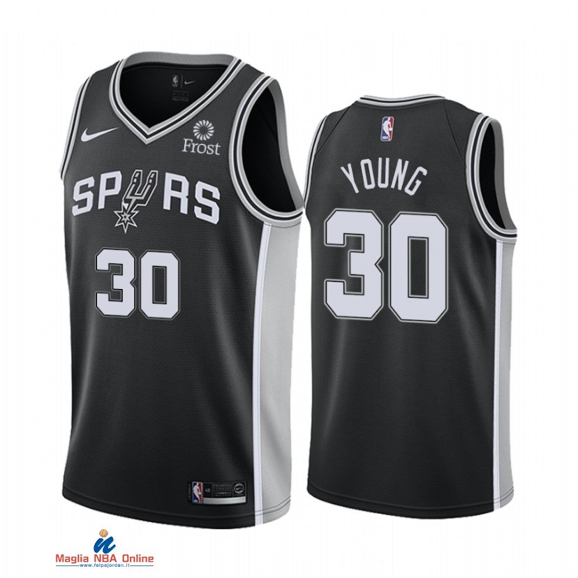 Maglia NBA Nike San Antonio Spurs NO.30 Thaddeus Young Nike Nero Icon 2021
