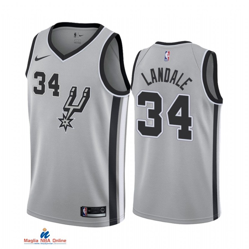 Maglia NBA Nike San Antonio Spurs NO.34 Jock Landale Nike Grigio Statement 2021