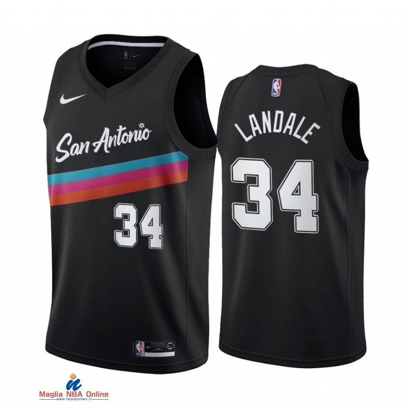 Maglia NBA Nike San Antonio Spurs NO.34 Jock Landale Nike Nero Città 2021