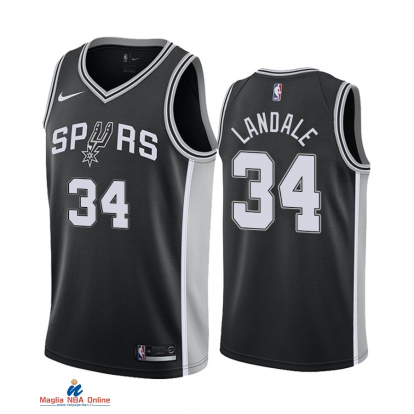 Maglia NBA Nike San Antonio Spurs NO.34 Jock Landale Nike Nero Icon 2021