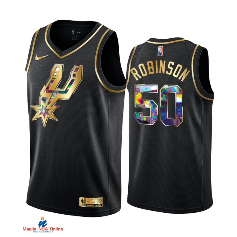 Maglia NBA Nike San Antonio Spurs NO.50 David Robinson Nero Diamante 2021-22
