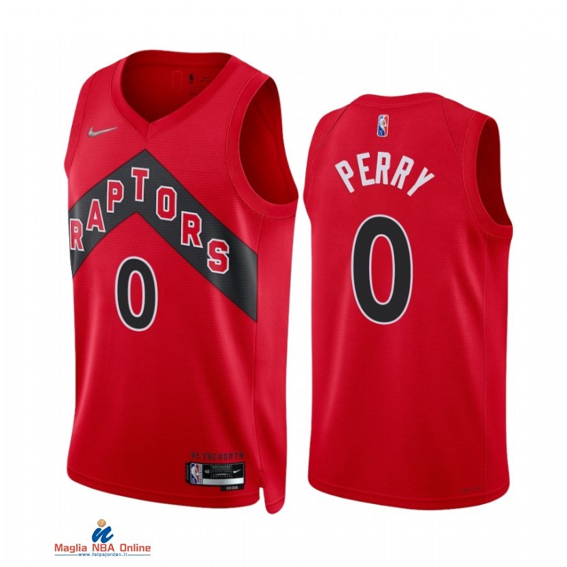 Maglia NBA Nike Toronto Raptors NO.0 Reggie Perry Nike Rosso Icon 2021